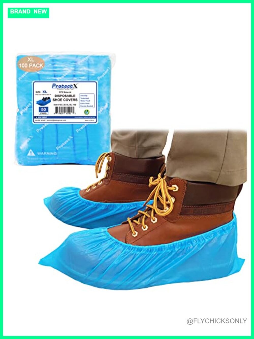 Disposable Shoe & Boot Covers XL Waterproof Slip Resistant CPE Plastic 100-Pack